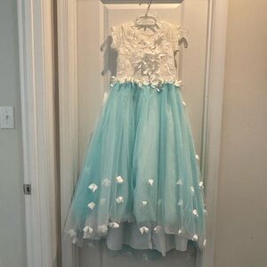 Elegant Blue and White Kids Formal Dress